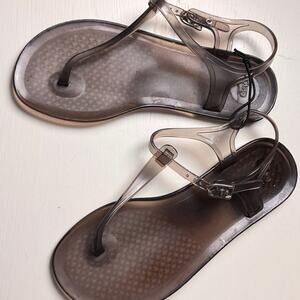 Old Navy Ankle Strap Transparent Brown Jelly Sandals Sz 7 NWOT